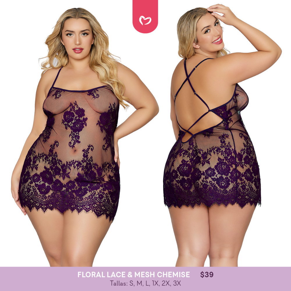 Floral Lace eand Mesh Chemise