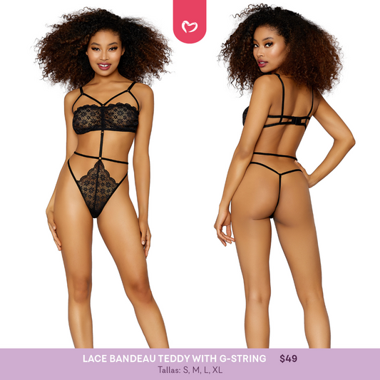 Lace Bandeau Teddy with G string